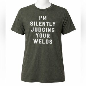 Greenish Gray Graphic Welder T-Shirt-Womens Sz L